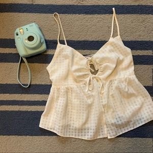ASOS white cropped tie front tank top